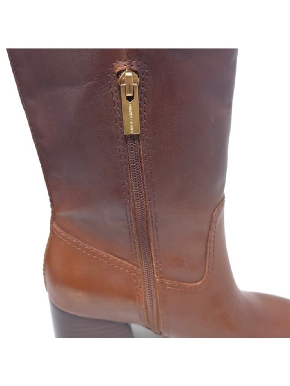 Vince Camuto Boots Leila Brown Leather Block Heel Knee High Size 6M - Picture 7 of 12